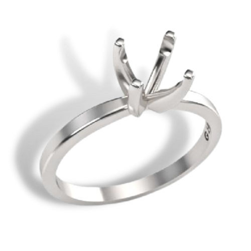 (4mm - 8mm) Classic Round Deep Vee Sterling Ring Setting (Ring Sizes 4-11 )