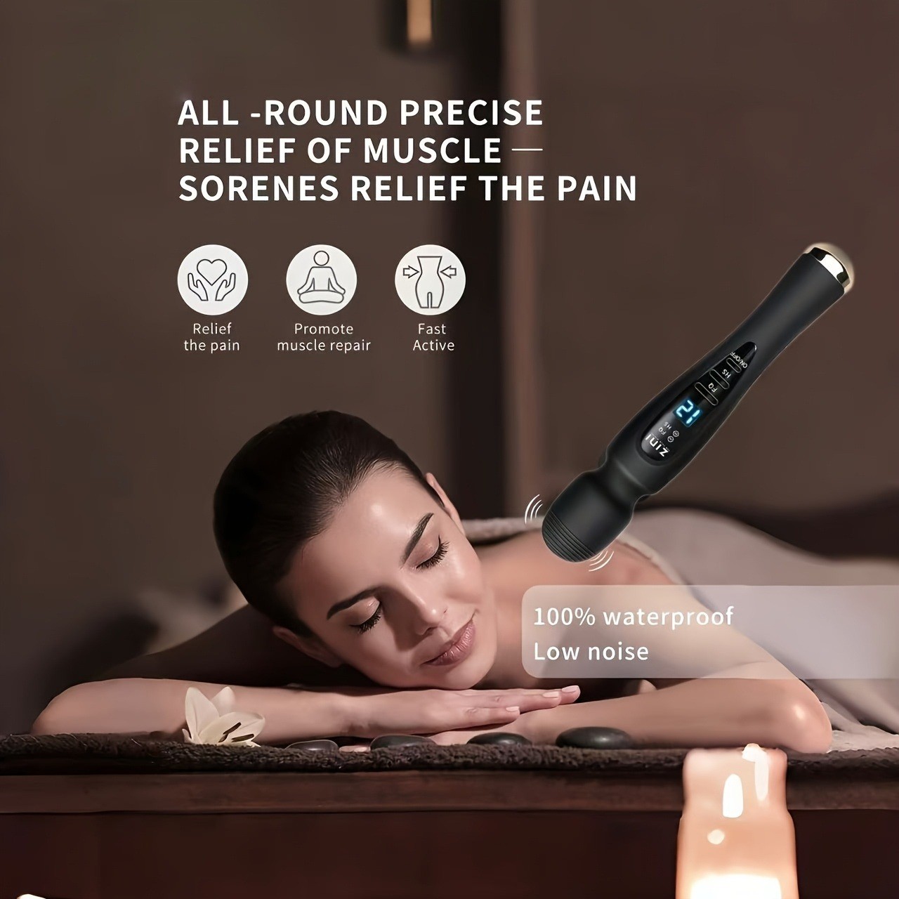 Handheld massager with 12 speed vibration modes, suitable for full body massage