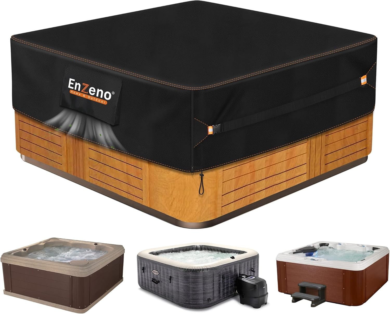Enzeno Outdoor SPA Hot Tub Cover Waterproof Square 86 86x86inch, black