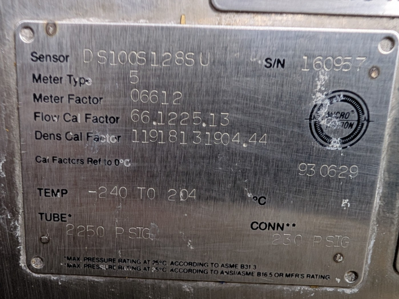 🤪 EMERSON MICRO MOTION MASS FLOW SENSOR DS100S128SU W/ COVER