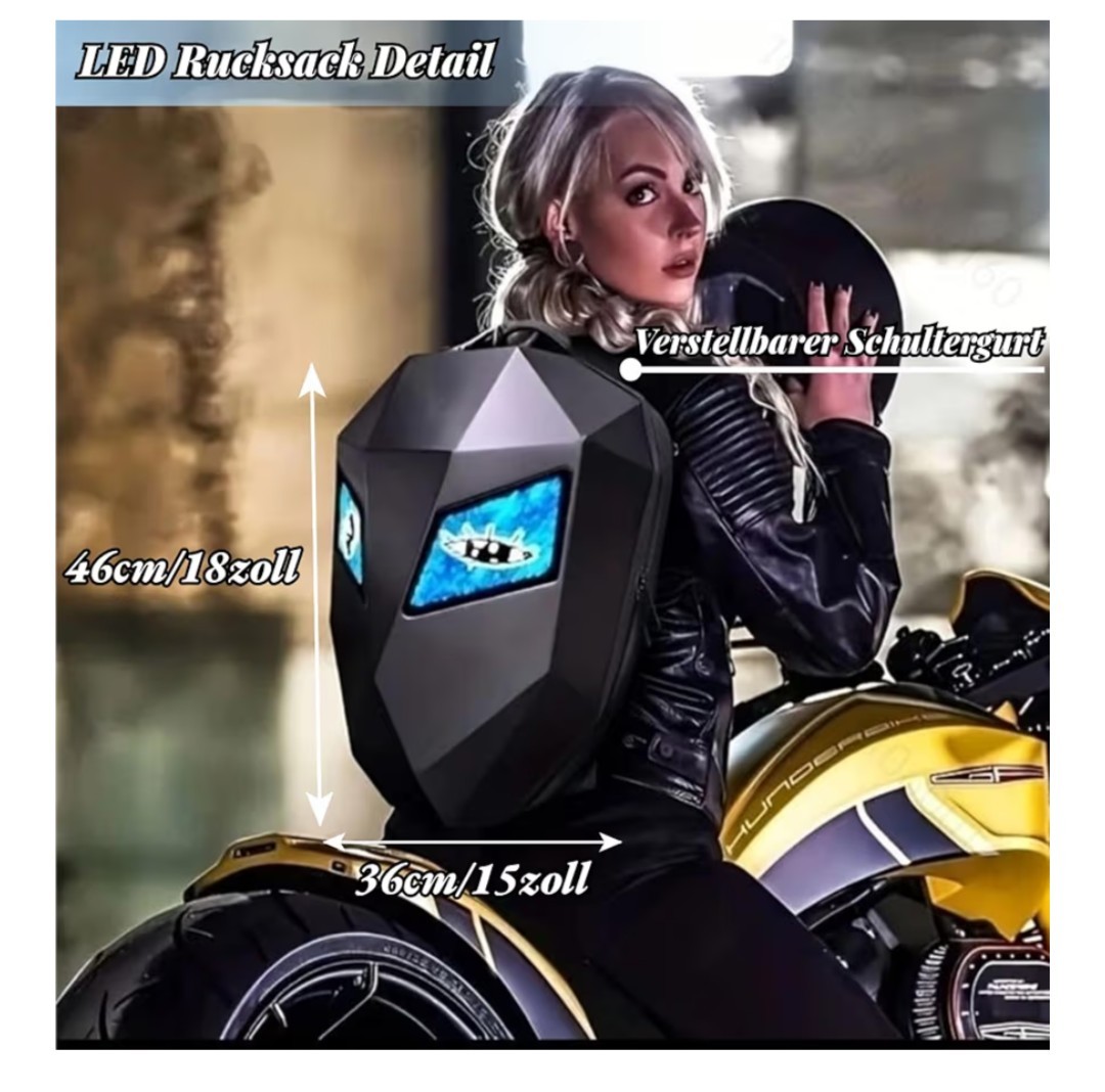 Motorcycle LED Knight Backpack Laptop Bag DIY programming Backpack 3D Waterproof
