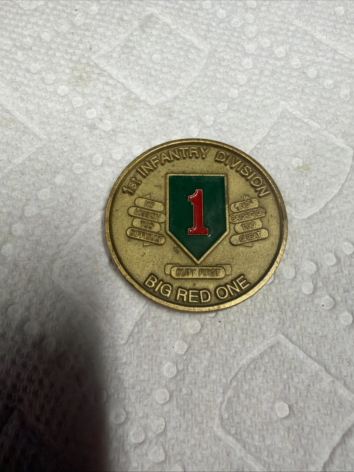 CHALLENGE COIN 1ST INFANTRY DIVISION BIG RED ONE EXCELLENCE IN SAFTY