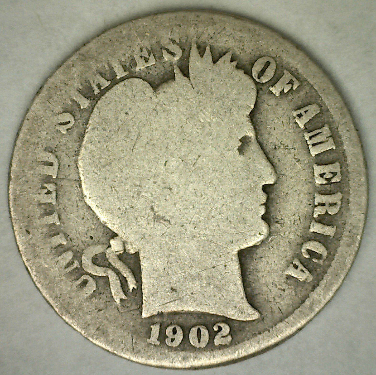 1902 S Silver Barber Dime AG 10c US Type Coin Circulated ALMOST GOOD Condition