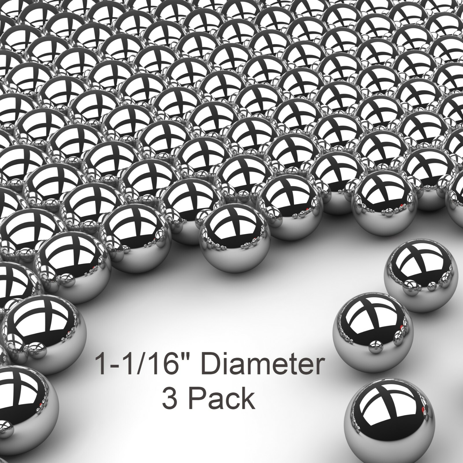 Three 1-1/16" Inch Premium Mirror Finish Chrome Steel Replacement Pinballs