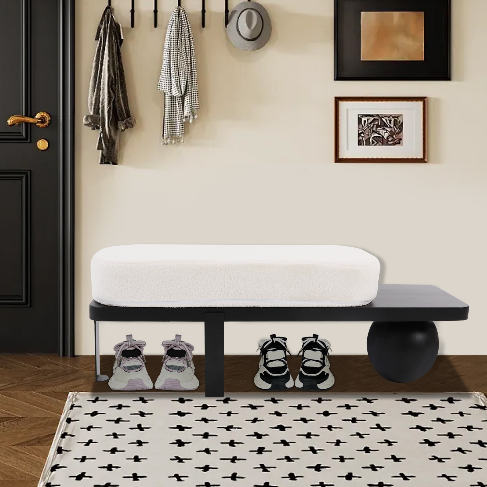 Modern Bedroom Bedside Bench Flannelette Shoe Changing Bench Fitting Room Bench