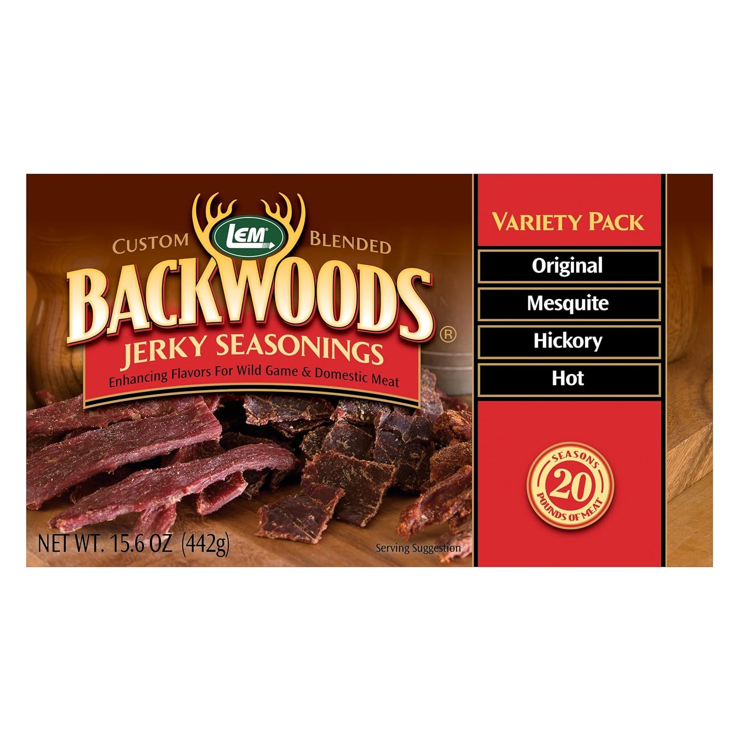 LEM Products Backwoods Jerky Seasoning Variety Pack, Includes Original, Hot,...
