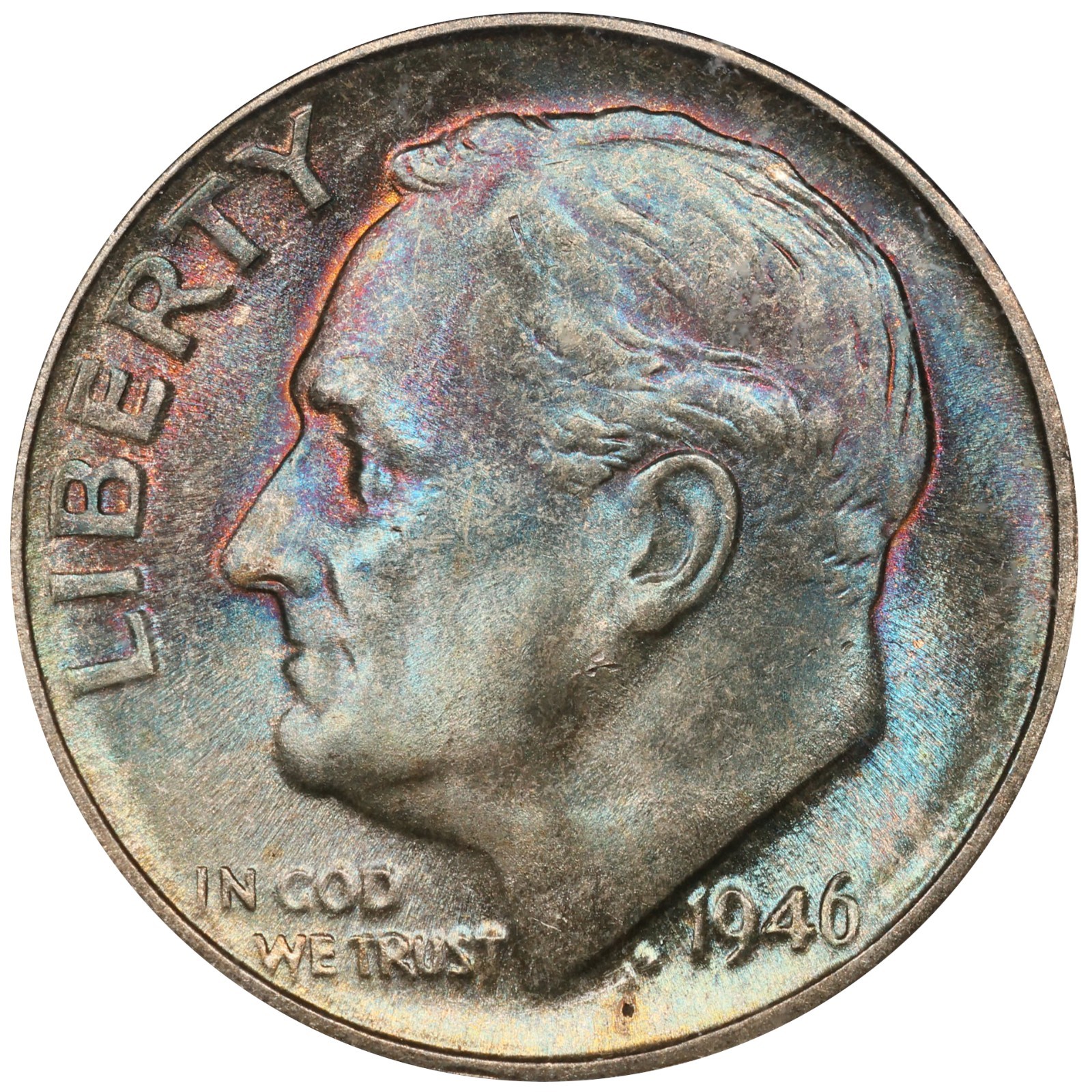 1946 S Toned Roosevelt Dime PCGS MS 66 See Video Toning Silver Coin 10C