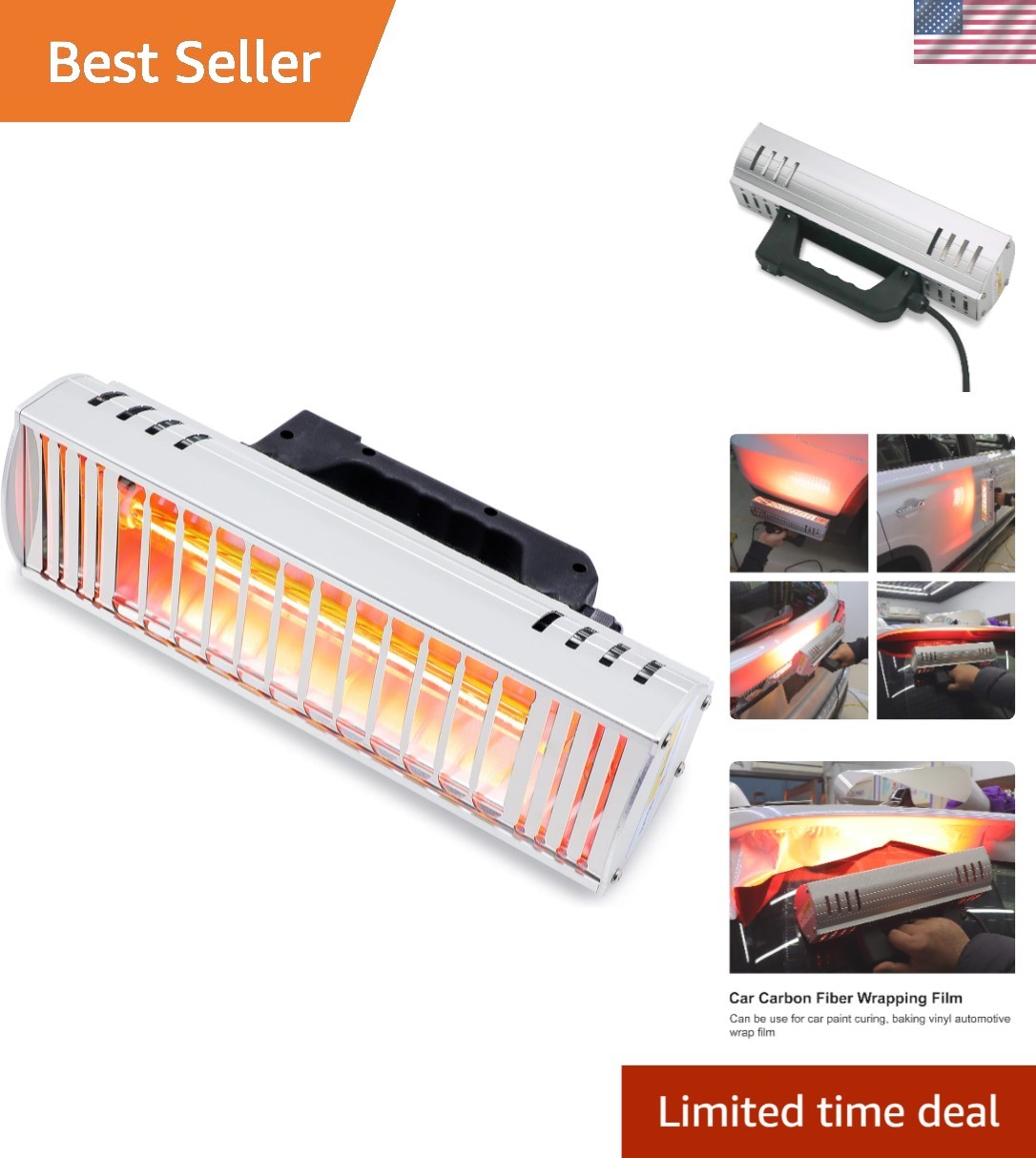 Lightweight 1000W Infrared Paint Lamp - Quick-Dry Solution for Car Repairs