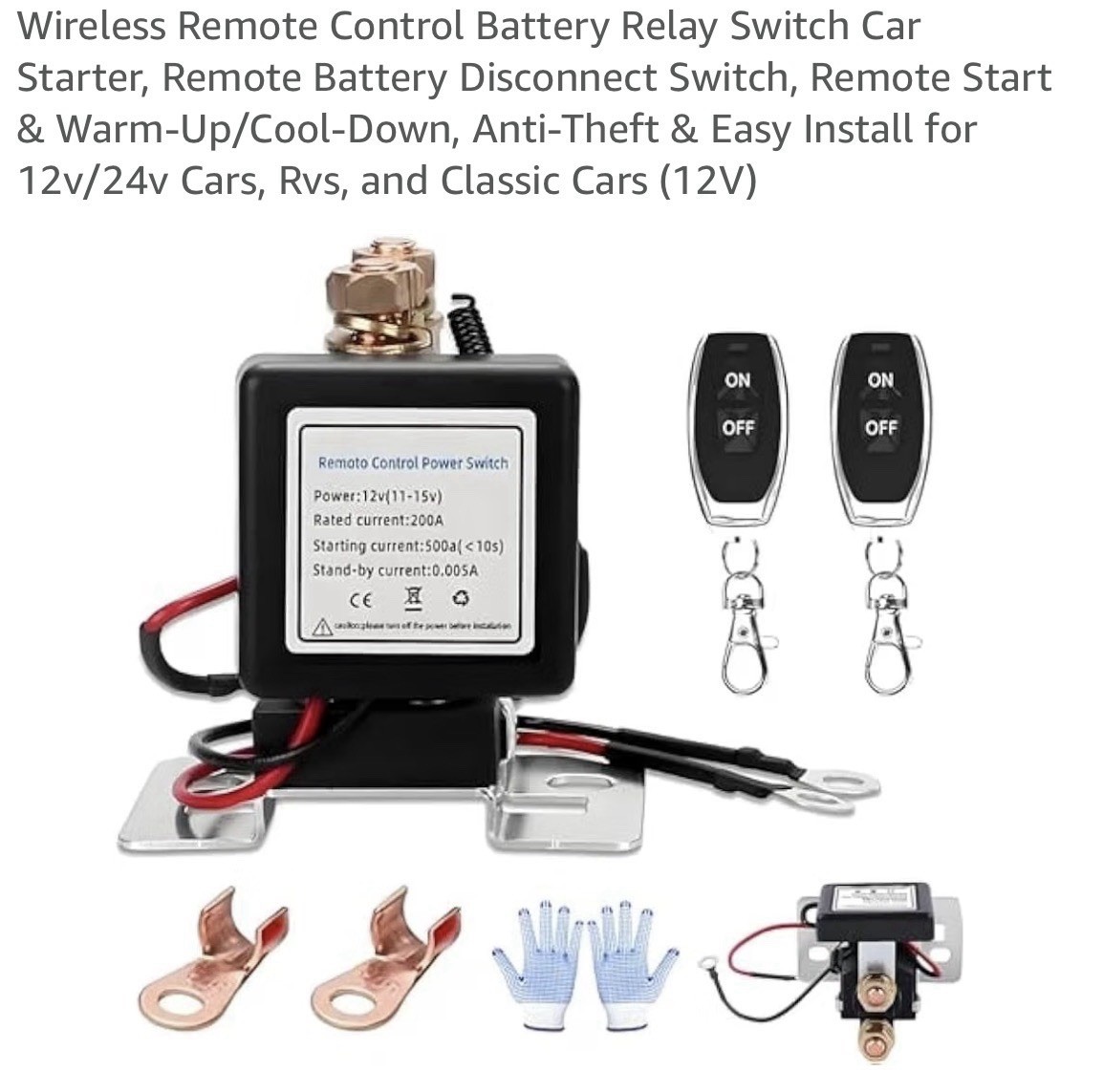 NEW Generic Wireless Remote Control Battery Relay Switch Car Starter Universal