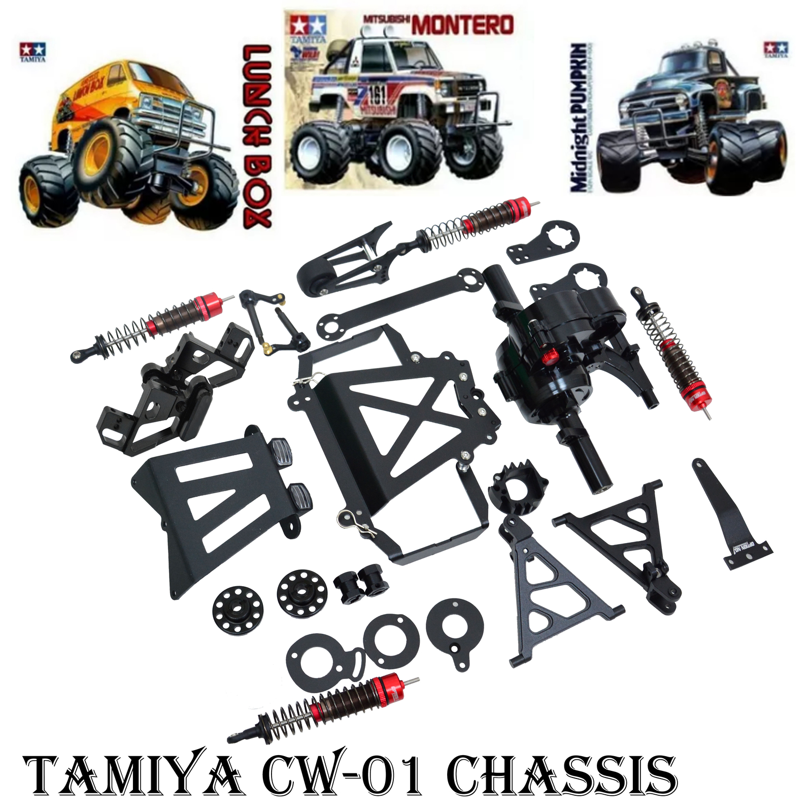Aluminum Shock/bumper/wheel Bar for Tamiya CW-01 Lunch Box Midnight Pumpkin