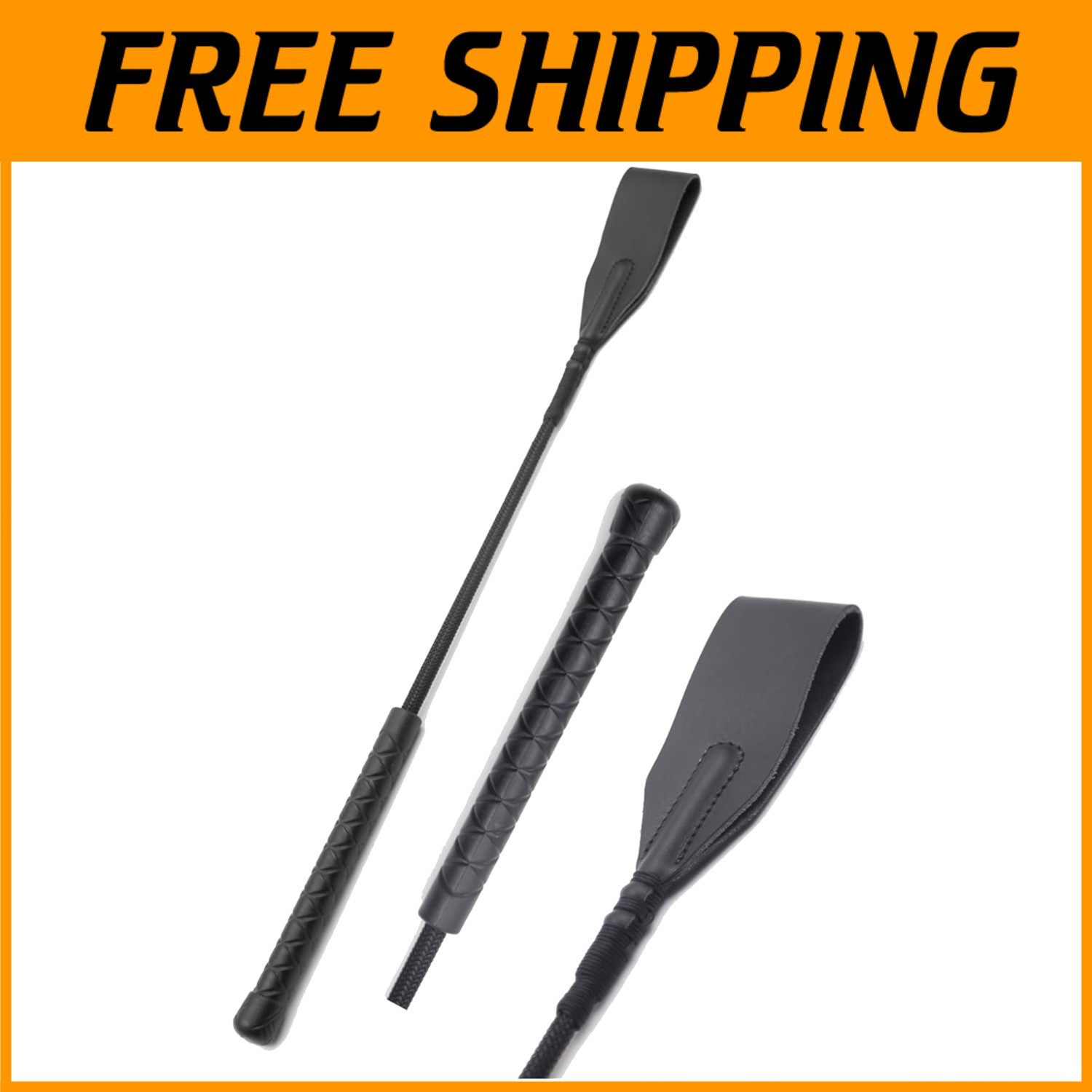 Genuine Leather Horse Crop 18" Black
