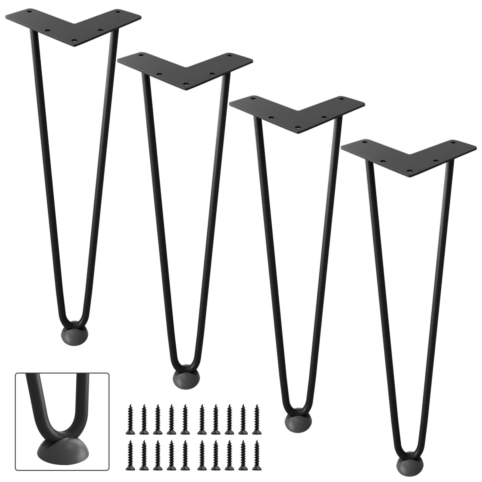 Hairpin Legs 16", Black Metal Furniture for Table Bench, 16inch,