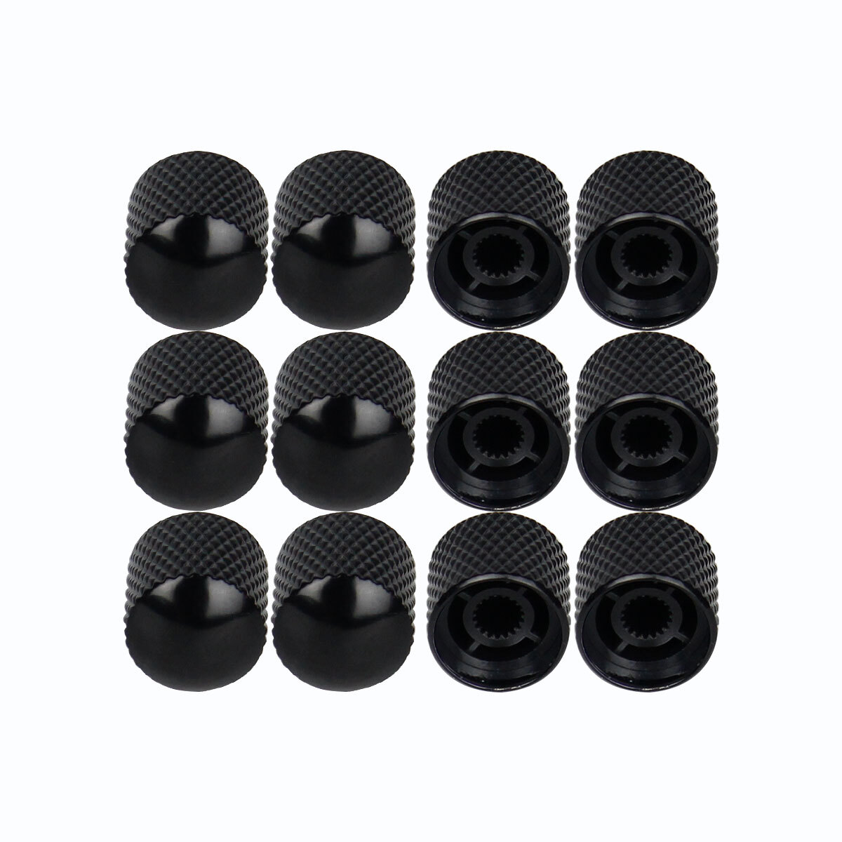 New 12pcs Black Guitar Bass Knobs Volume/Tone Control Dome Metal Knobs