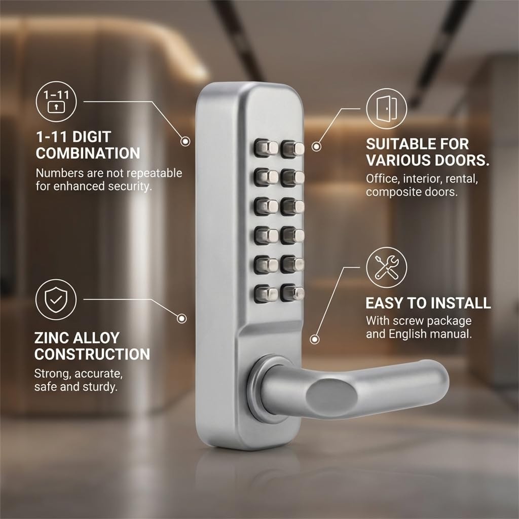 Ftvogue Digit Keypad Door Lockkeyless Combination Coded Lockzinc Alloy Password