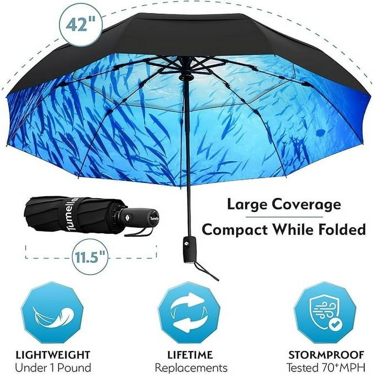 Windproof Travel Umbrella Compact Auto Open Folding Rain Umbrella Portable