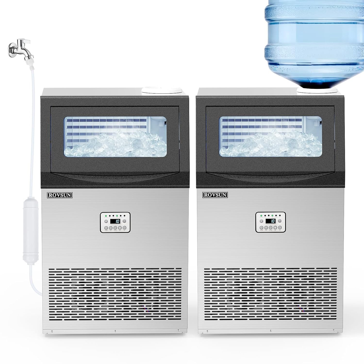 110LBS/24H Commercial Ice Maker Machine with 50Lbs Storage Bin, Freestanding/Cou