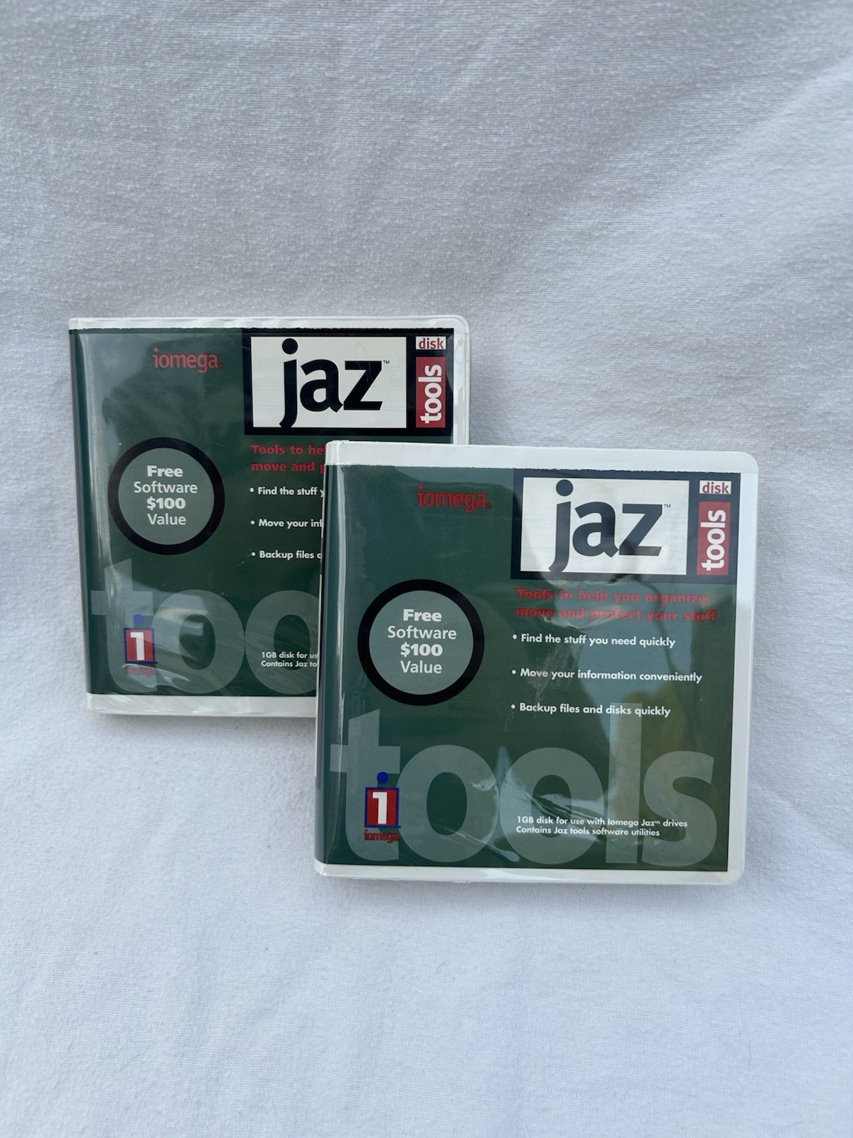 Iomega Jaz Disks 2 Count Tools 1GB Used ~