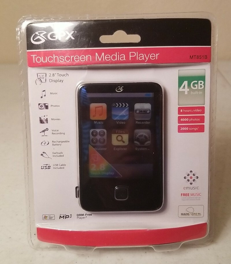 New Sealed GPX MT851B Black (4GB) Digital Media Player