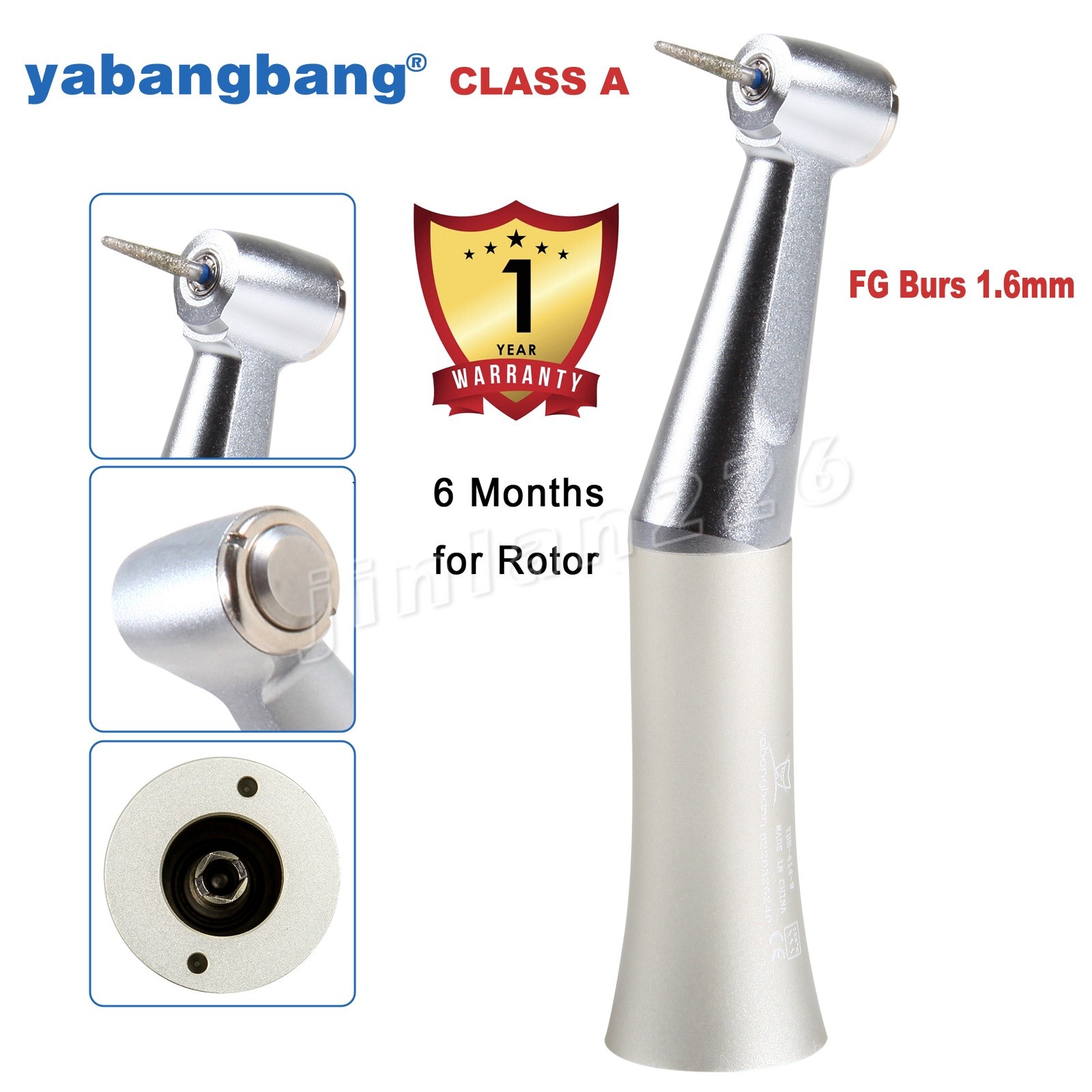 Dental Slow Low Speed Push Contra Angle Handpiece Fit Friction Grip 1.6mm Burs