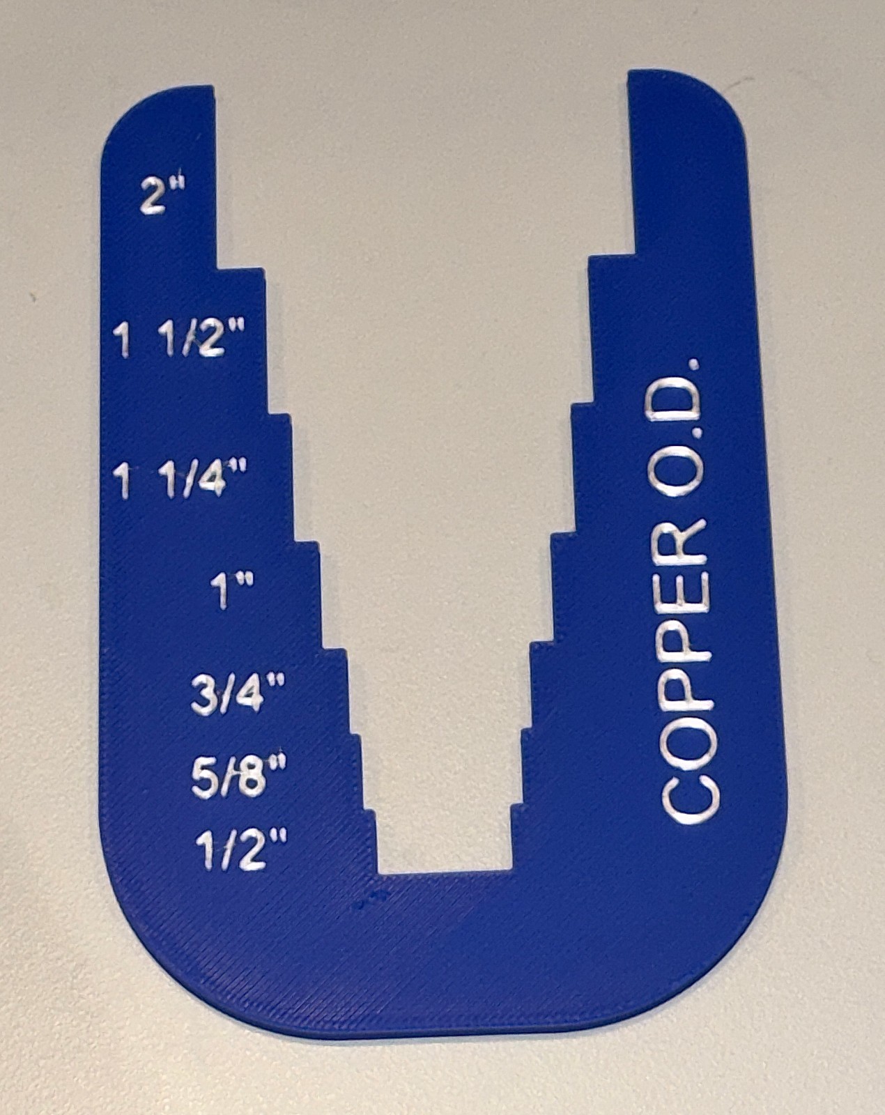 PIPE DIAMETER SIZES MEASURING TEMPLATE TOOL - 1/2" THRU 2" O.D. COPPER PIPE