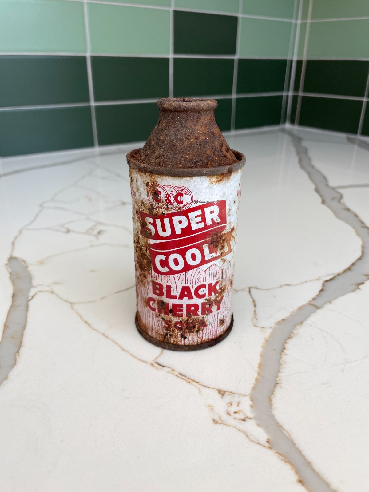 Antique Vintage Steel Bottle - Super Coola Black Cherry Soda