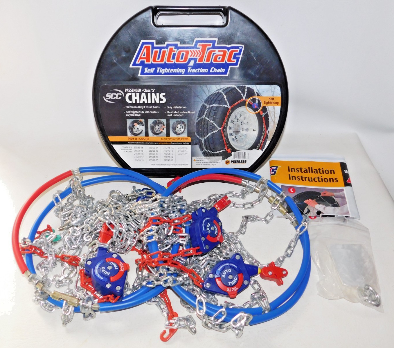 0154510 AutoTrac Self-Tightening Tire Chains, 1 Pair - Never Used