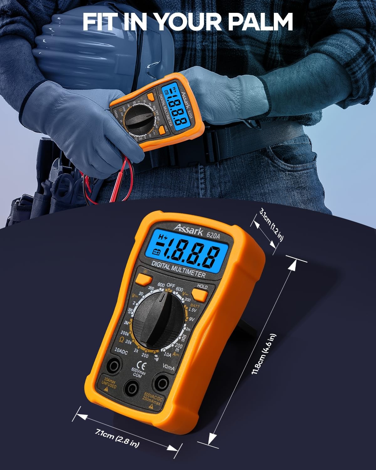 3Pcs Digital Multimeter 2000 Counts AC DC Volt Current Tester LCD Data Hold