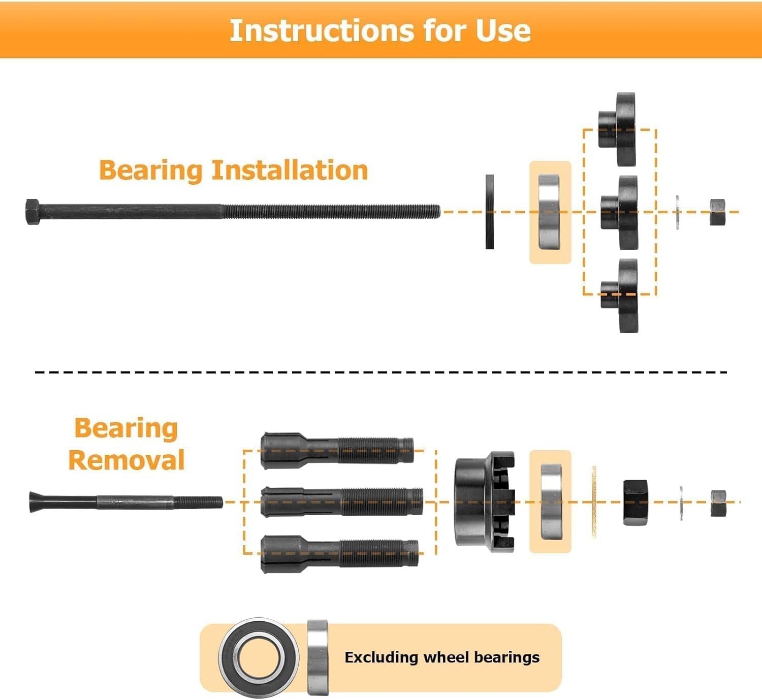 Wheel Bearing Tool Wheel Bearing Puller Kit Compatible with Harley Most