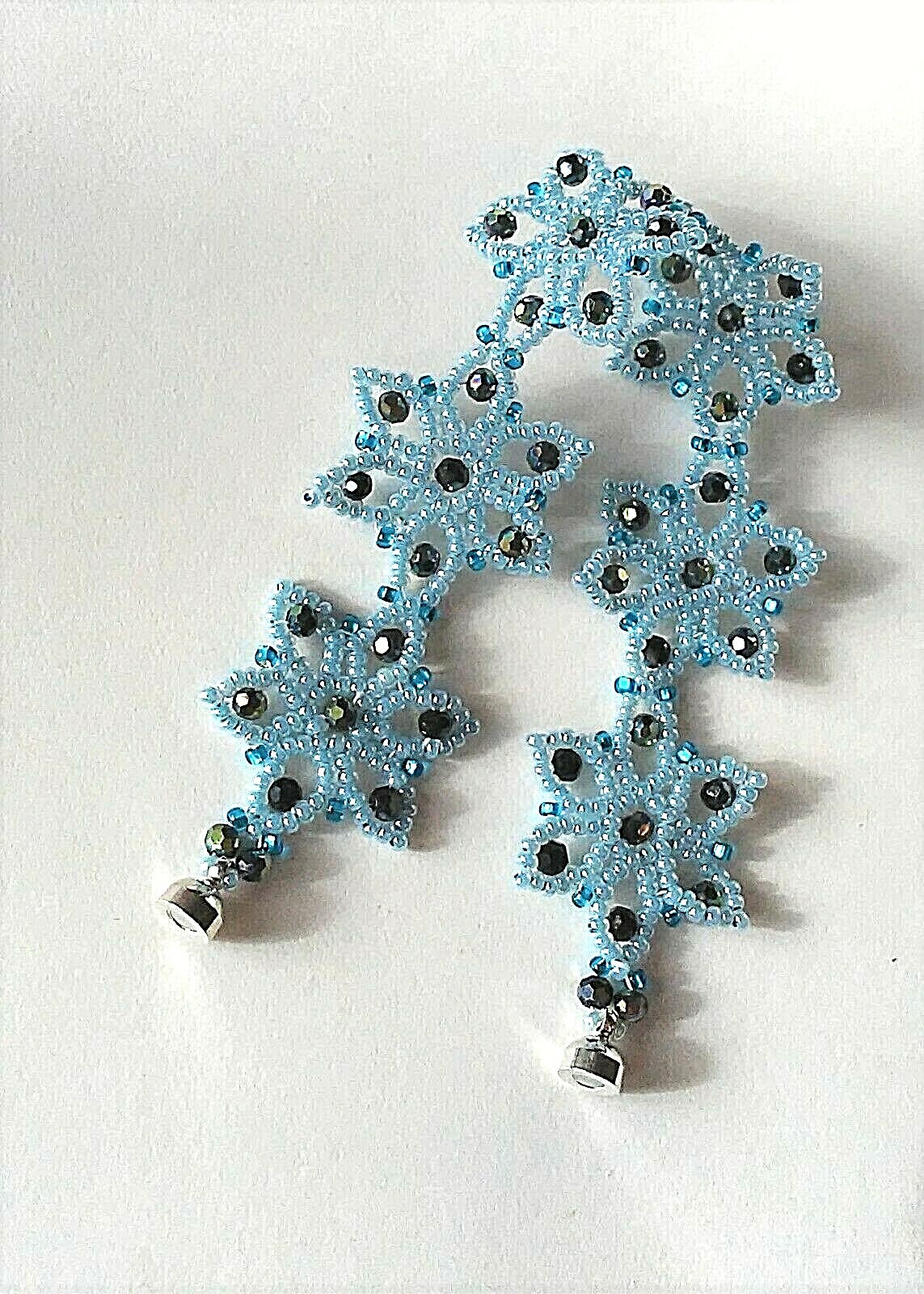 Handmade Blue Flowers Magnetic Bracelet