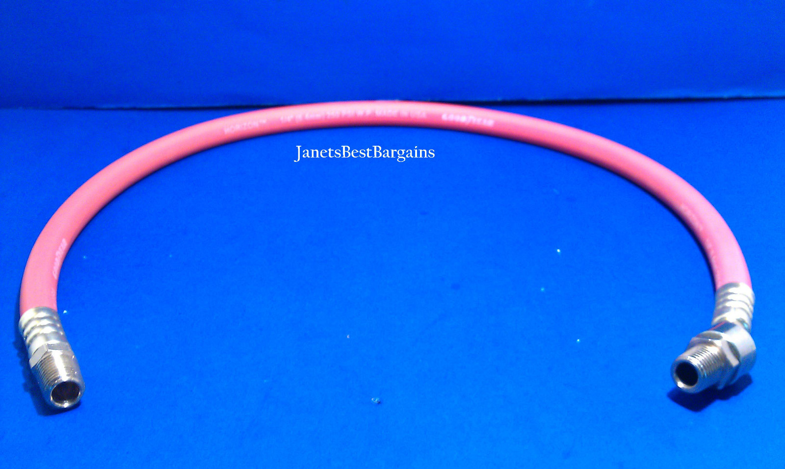 USA Made Continental Red Rubber 1/4" 2 Foot Pigtail Air Hose Whip w/ Ball Swivel