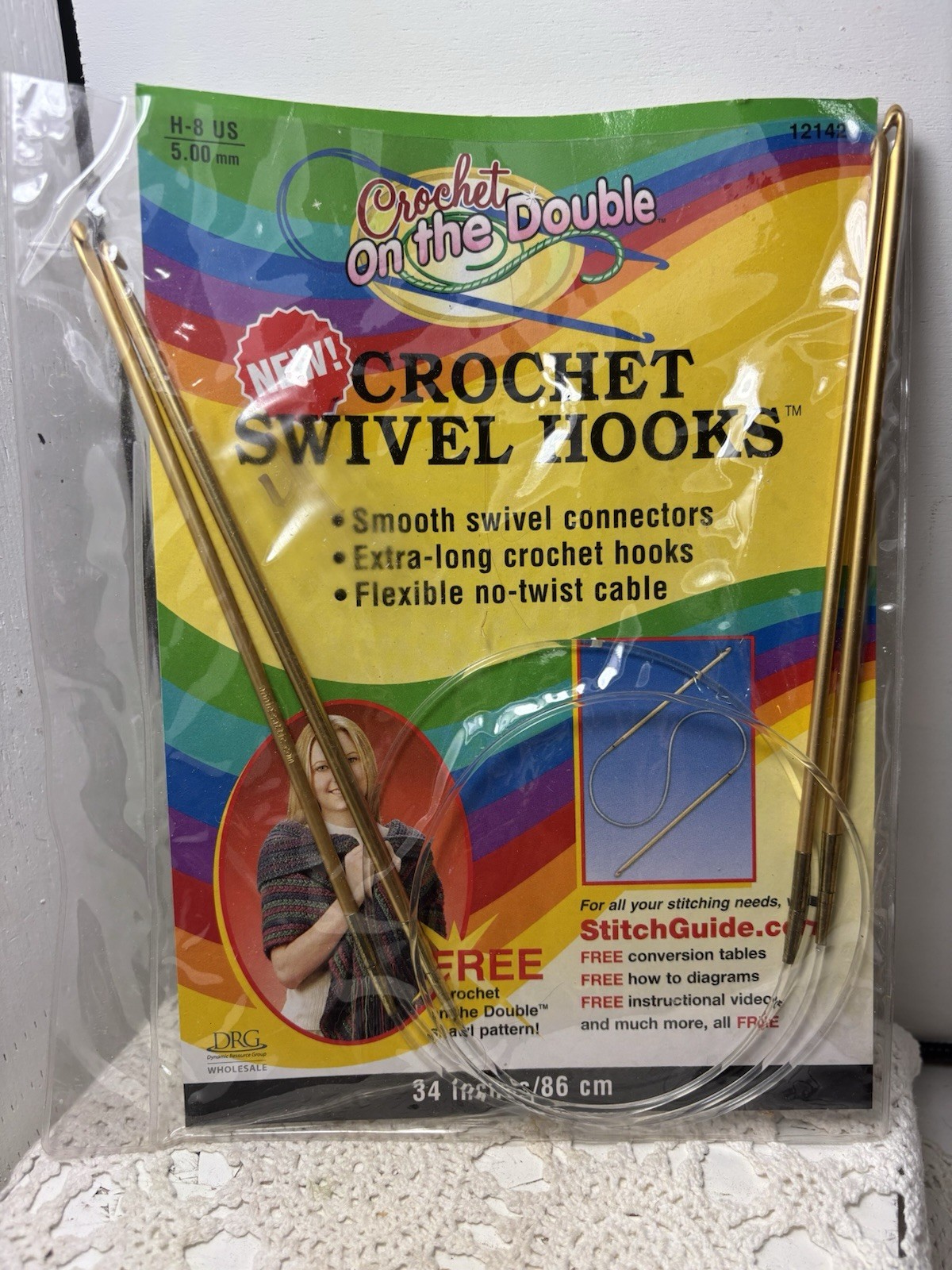 Crochet on the Double Swivel Hooks 34in Rare Vintage Flexible Cable w package