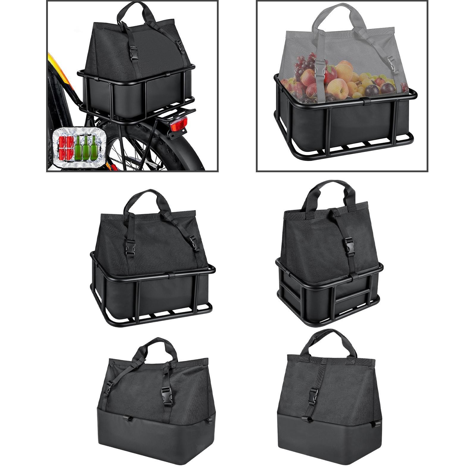 Bicycle Cargo Basket Bag Sturdy Bike Cargo Rack Bag Large Capacity Cycling