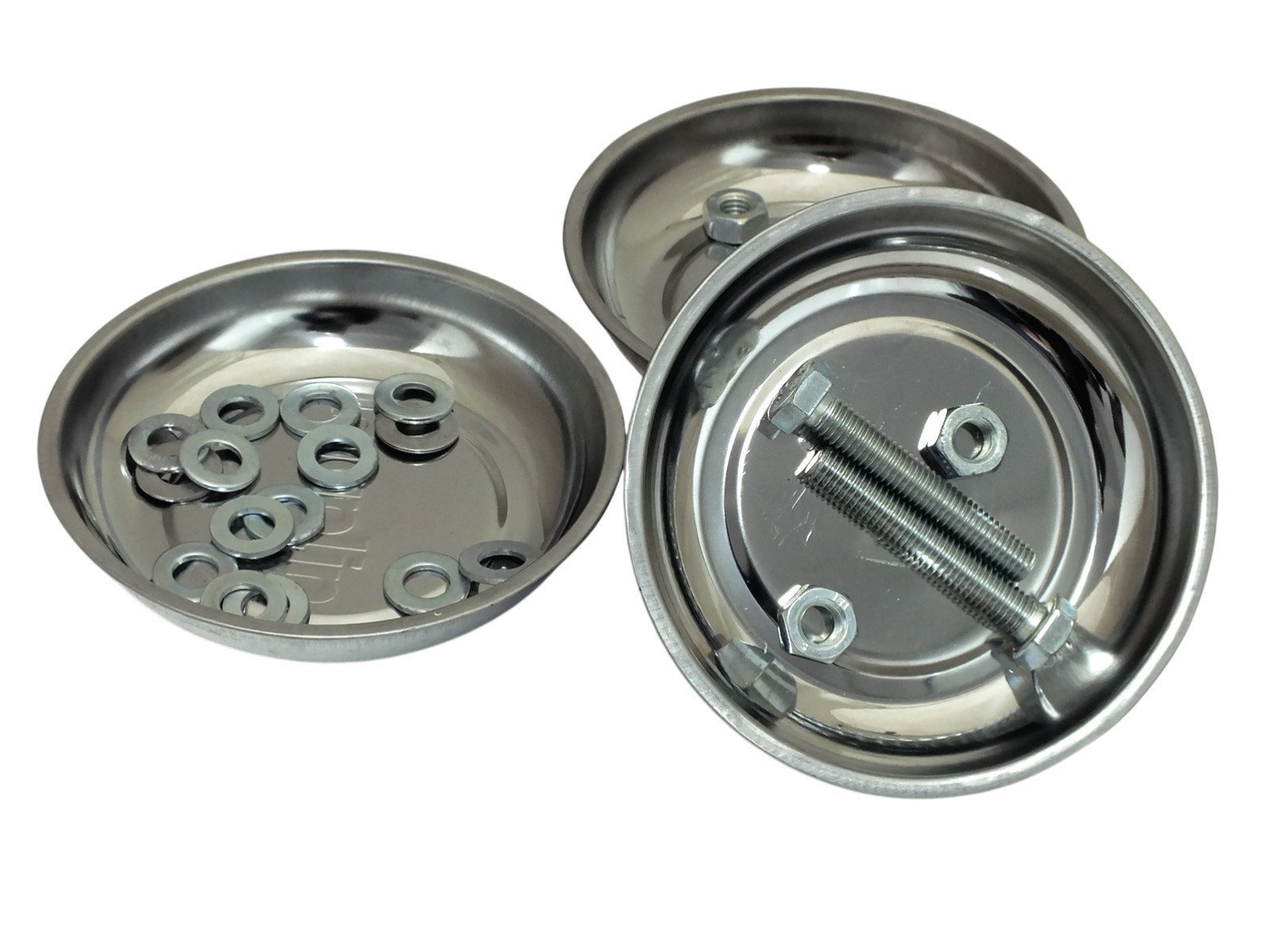 3pc Magnetic Parts Trays 115mm 4" Stainless Steel Dish Nuts Bolts Screws Storage