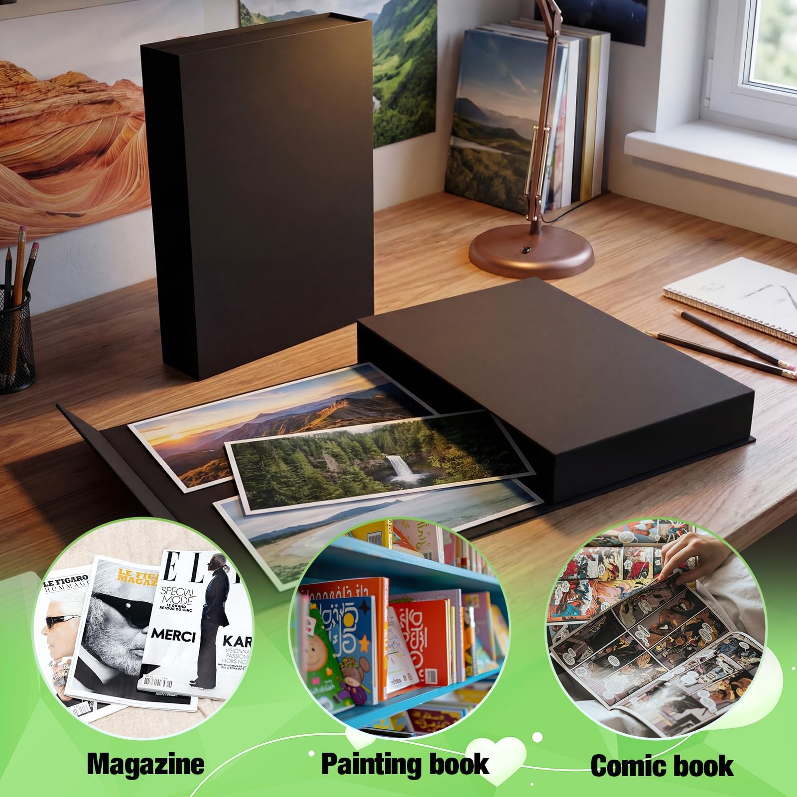 YooNotee 2 Pack Comic Book Storage Folio Comic Book Storage Box with Strong