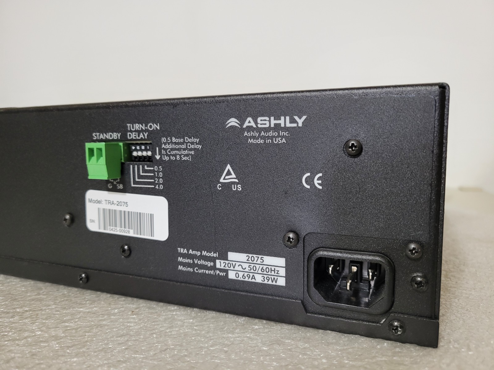 Ashly TRA-2075 2 channel amplifier Tested 75 Watts per Channel