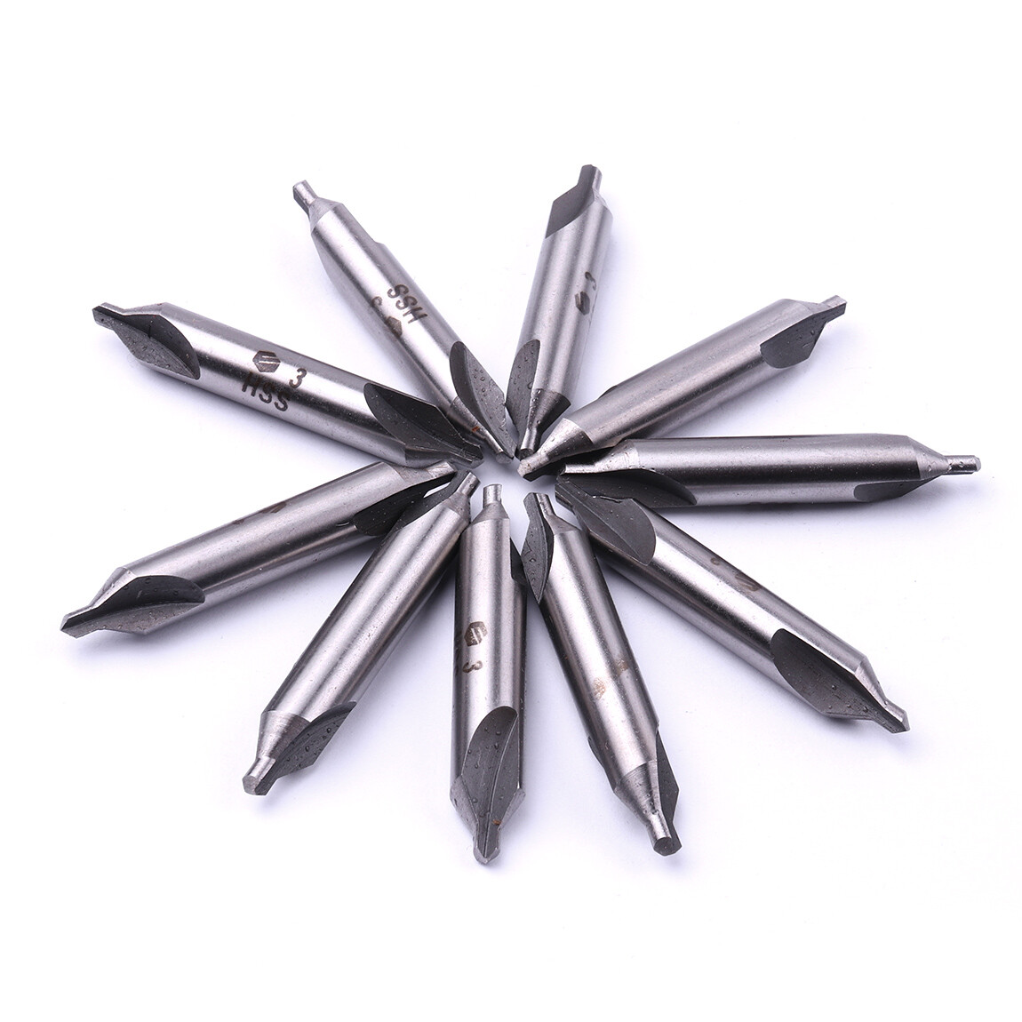 10PCS HSS 60 Degree Countersink Drill Bit Set, 3.0mm Center Hole Tool for Metal