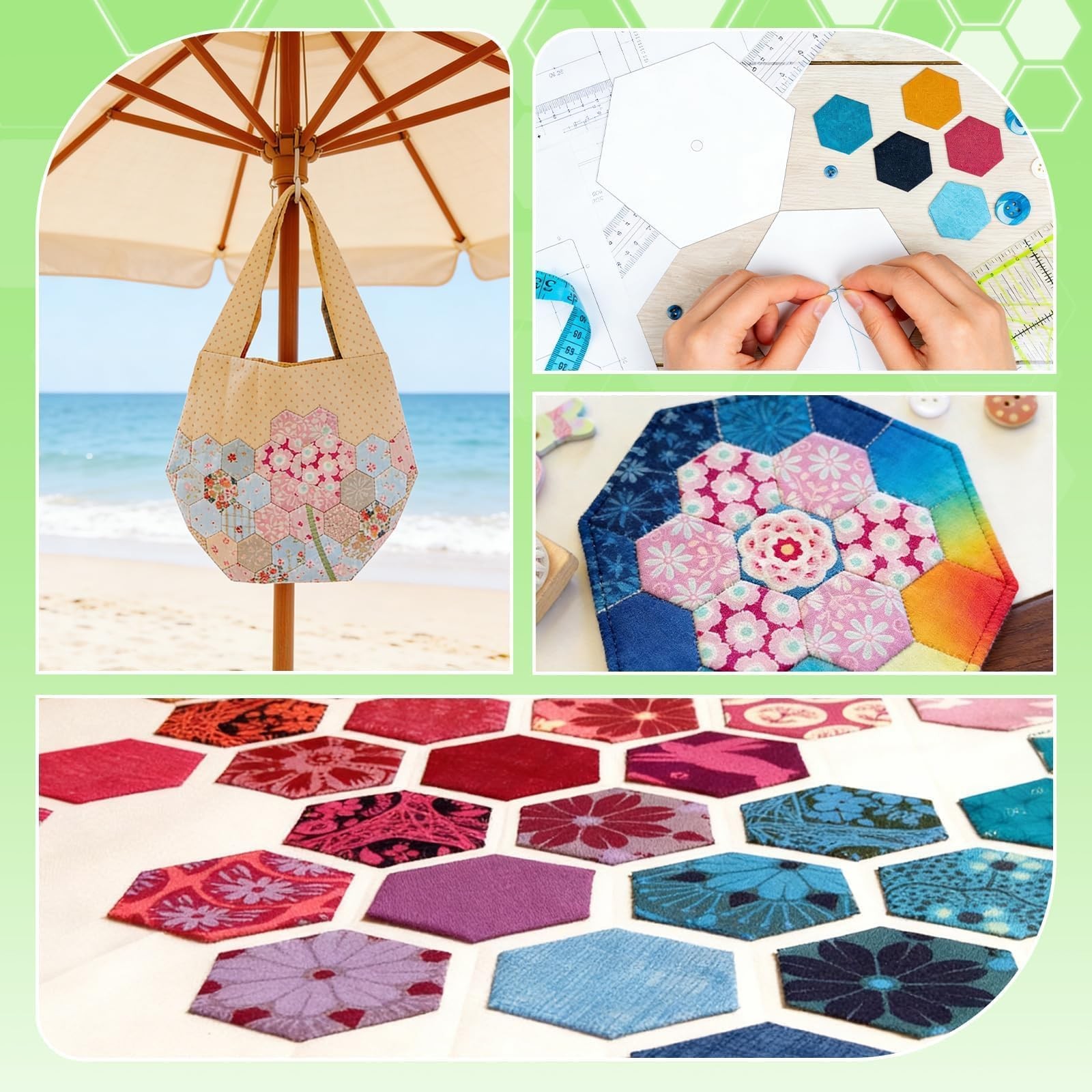 300 PCS 2 Inch White Hexagon Piecing Paper Templates Quilting Patchwork