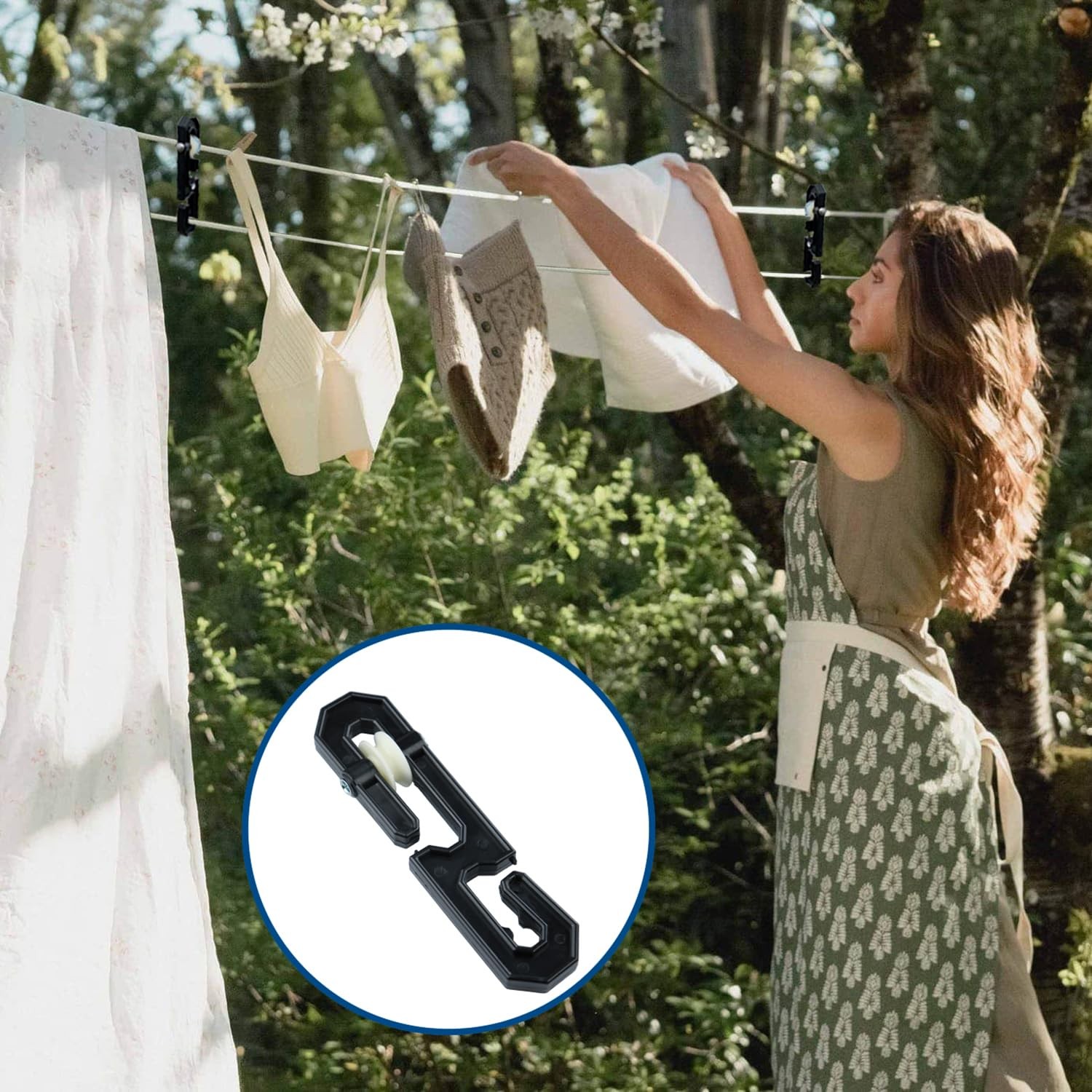 2 Pack Clothesline Spreader, Plastic Aluminum Clothesline Separator Pulley Ki...