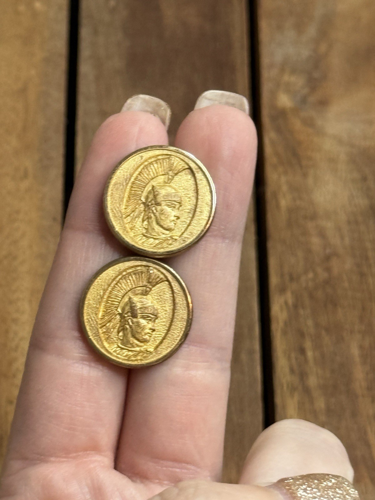 Vintage Gold Tone Roman Soldier Badge & Button Co Made In England