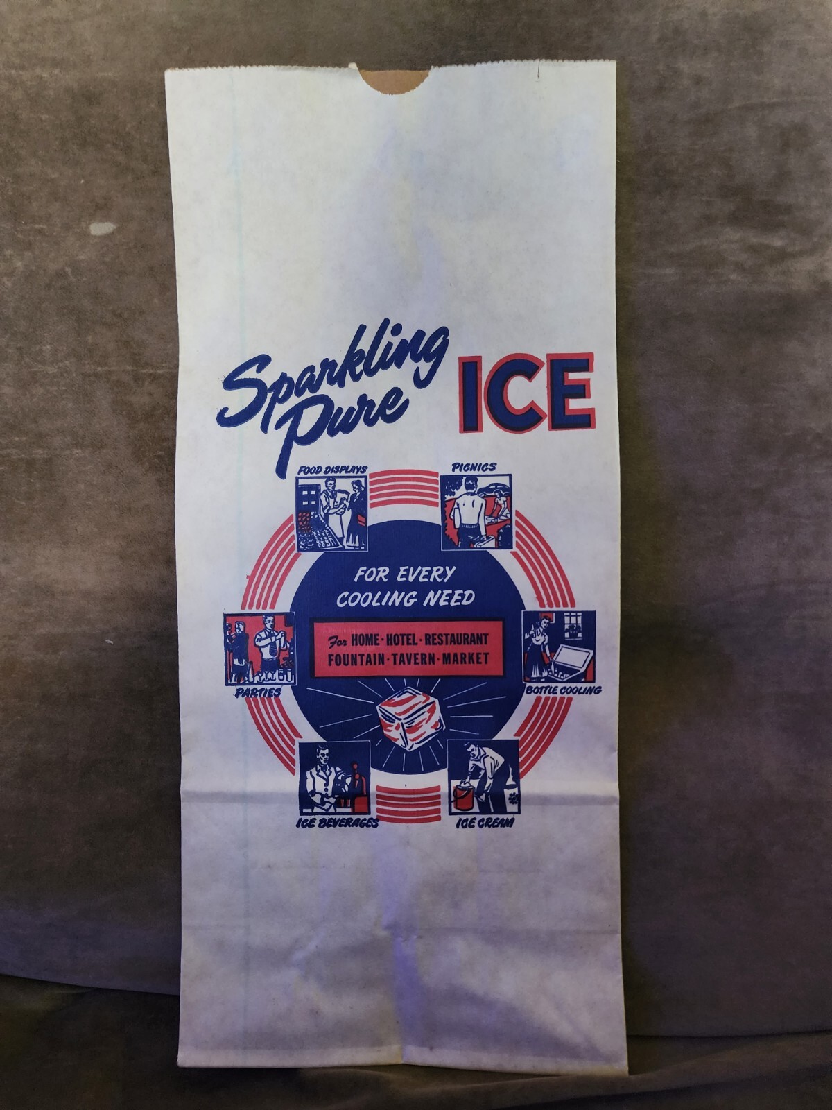 Vintage Ice Cube Bag Sparkling Ice Paper Vending Bag Philadelphia 1970's