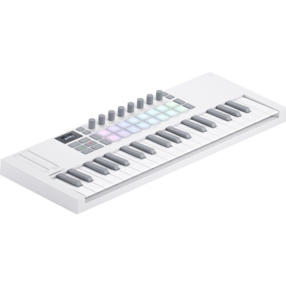 Novation Launchkey Mini 37 MK4 White MIDI Controller w/ Pedal and MIDI Cable