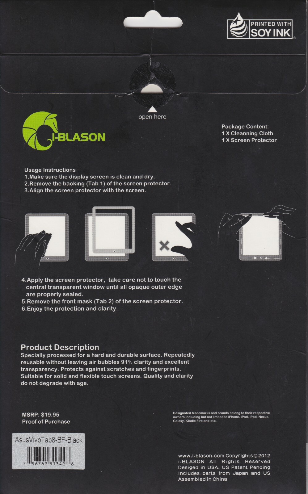 i-Blason Asus VivoTab Note 8 Screen Protector - HD Clear Bubble Free for M80T