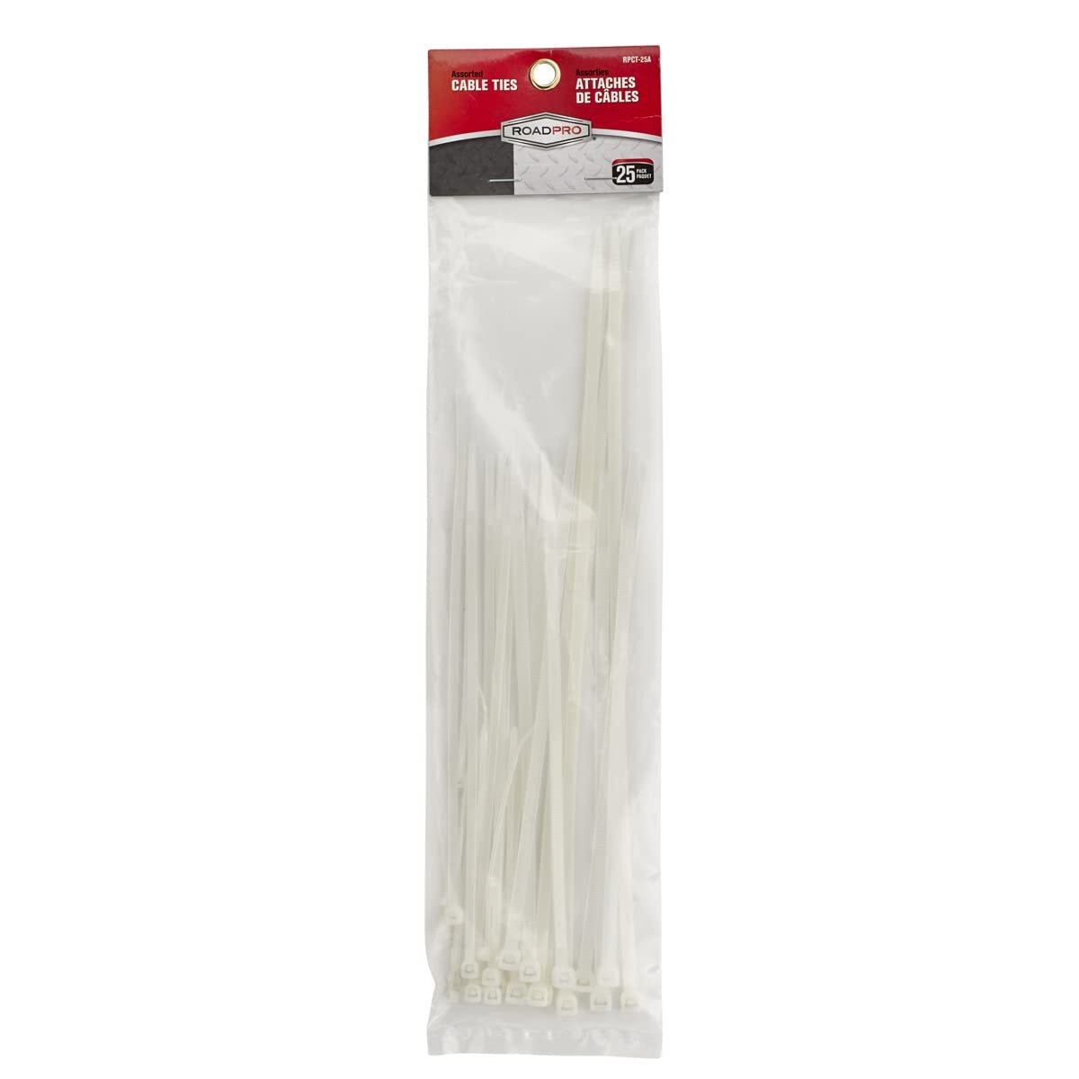 RoadPro Cable Ties Variety Pack 4" 7" 11" RPCT-25A 25-Count Cable Wraps-White