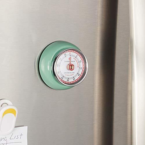 Zassenhaus Magnetic Retro Kitchen Timer, Classic Mechanical Cooking Timer (Mint