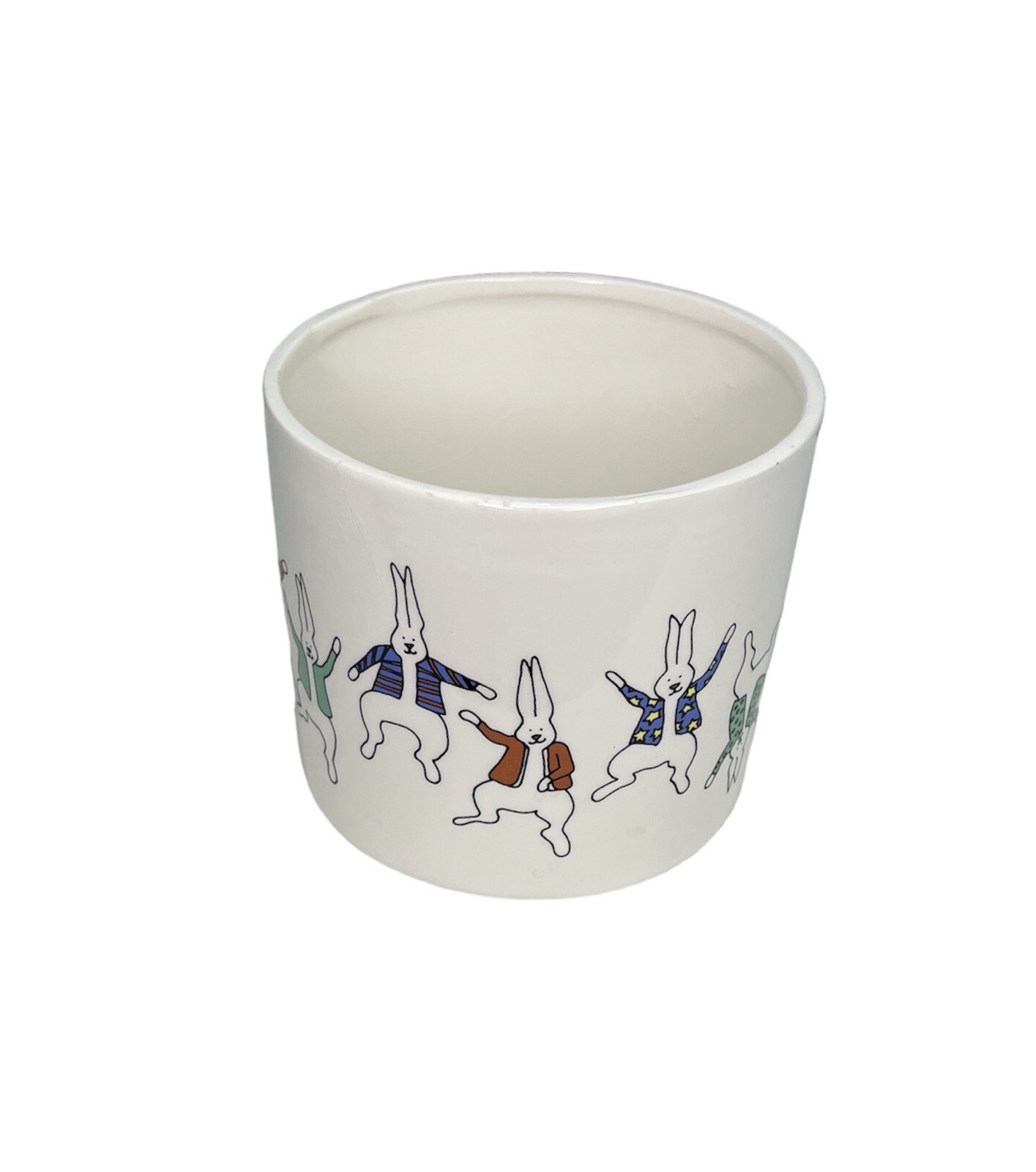 Dancing Bunnies Ceramic Planter Easter MADCO