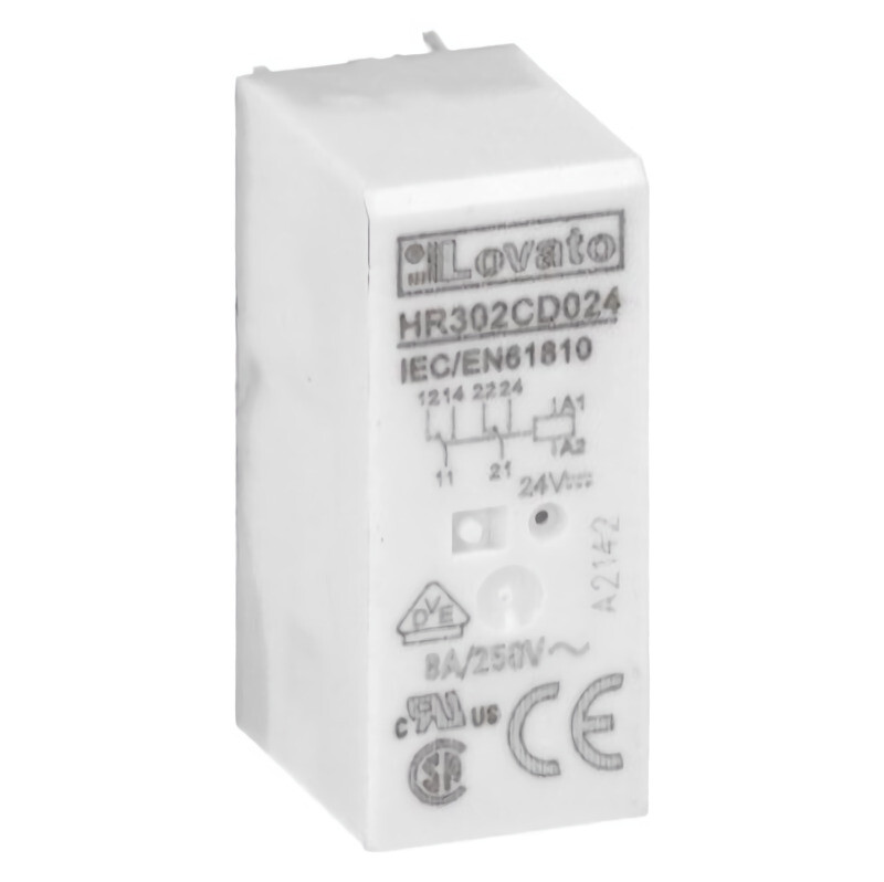 HR302CD024, Lovato, MINIATURE RELAY 2C/O 10A, 24VDC