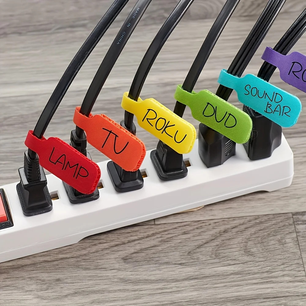 20pcs Wire Markers - Writable Cable Labels with Hook, Loop for Easy Organization