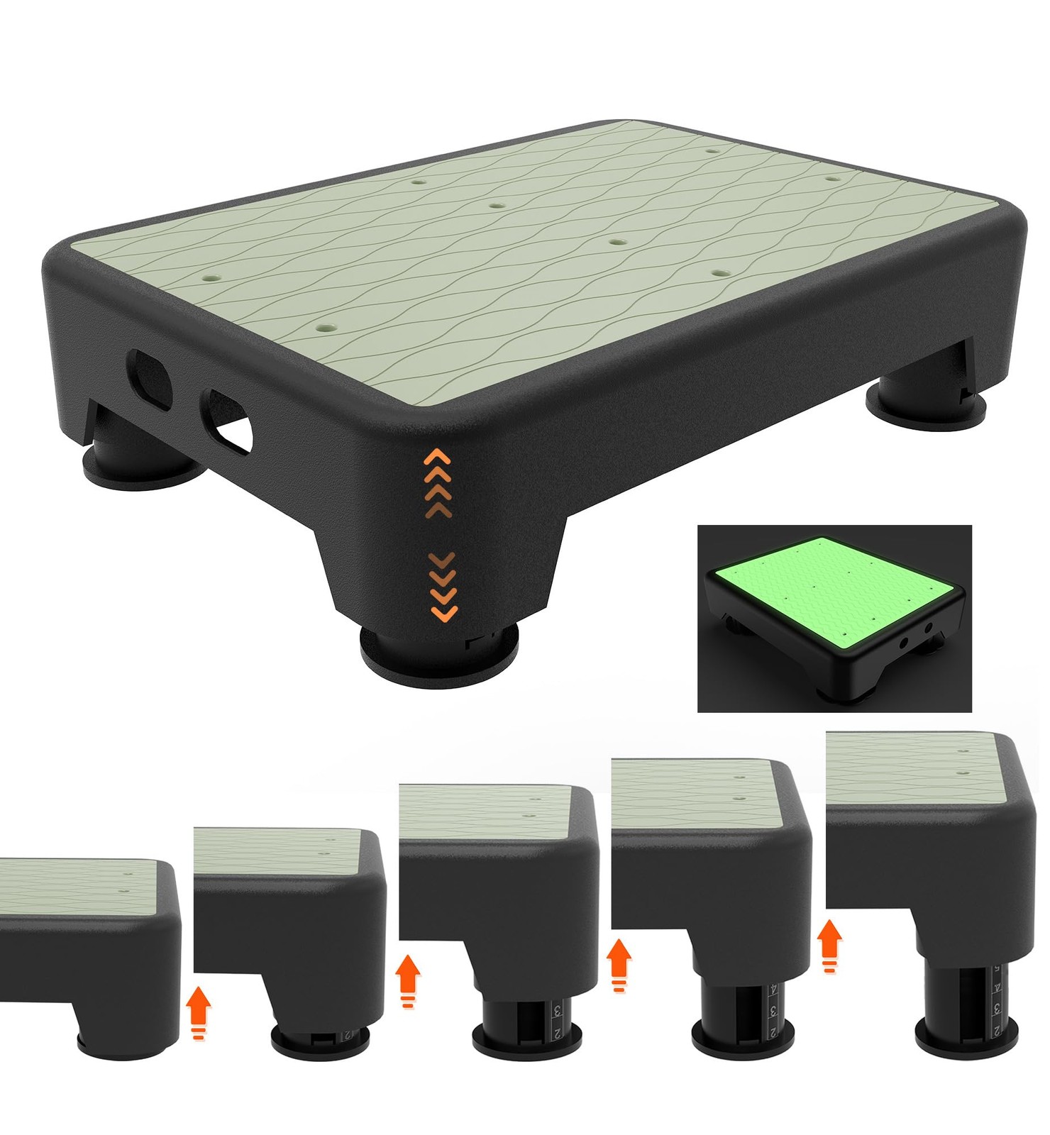 LIFTOZA 5-Level Adjustable Step Stool, Noctilucent Bedside Step, 700 LBS Capa...