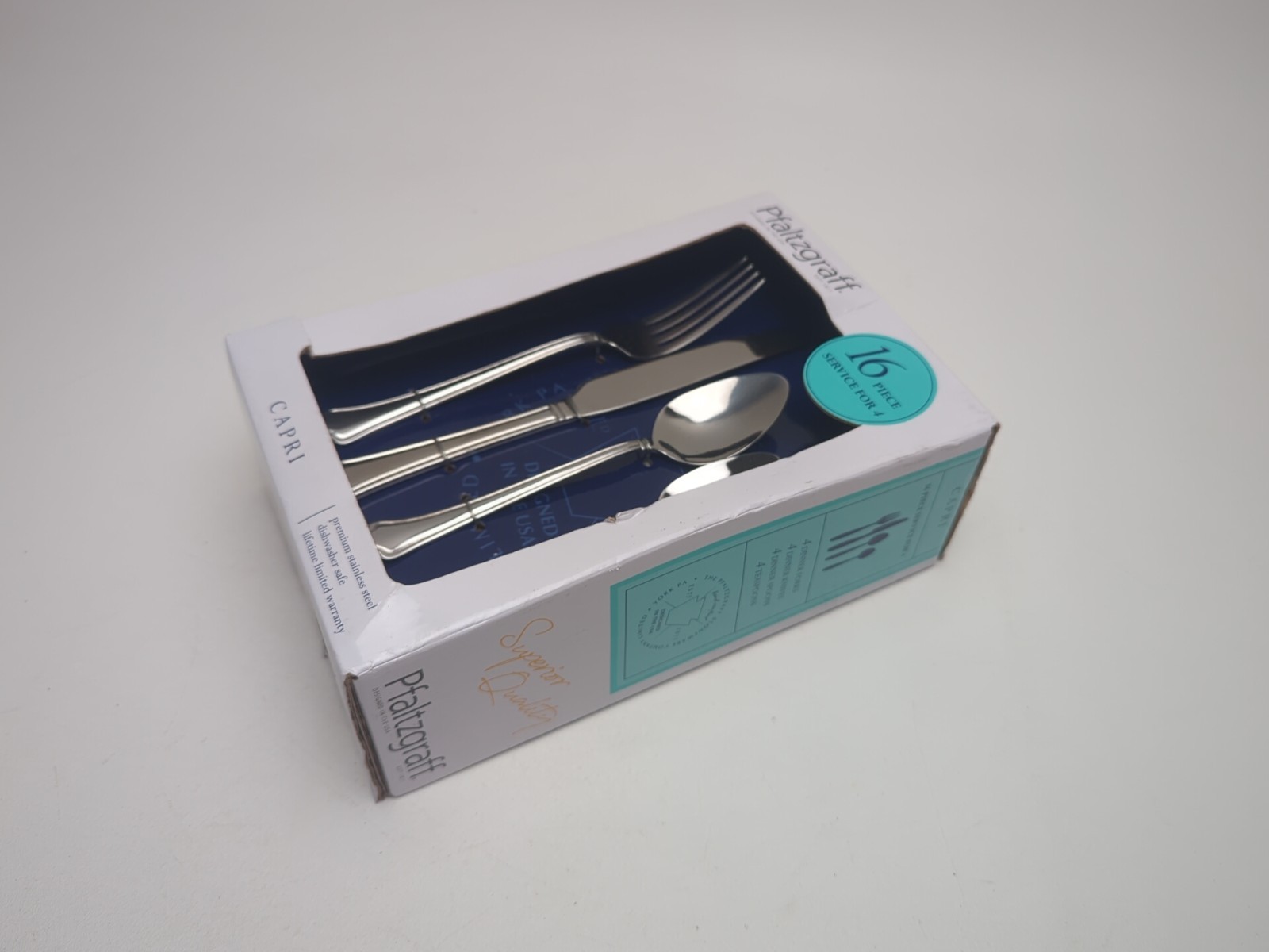 pfaltzgraff Capri 16 Piece Flatware Cutlery For 4 - Stainless