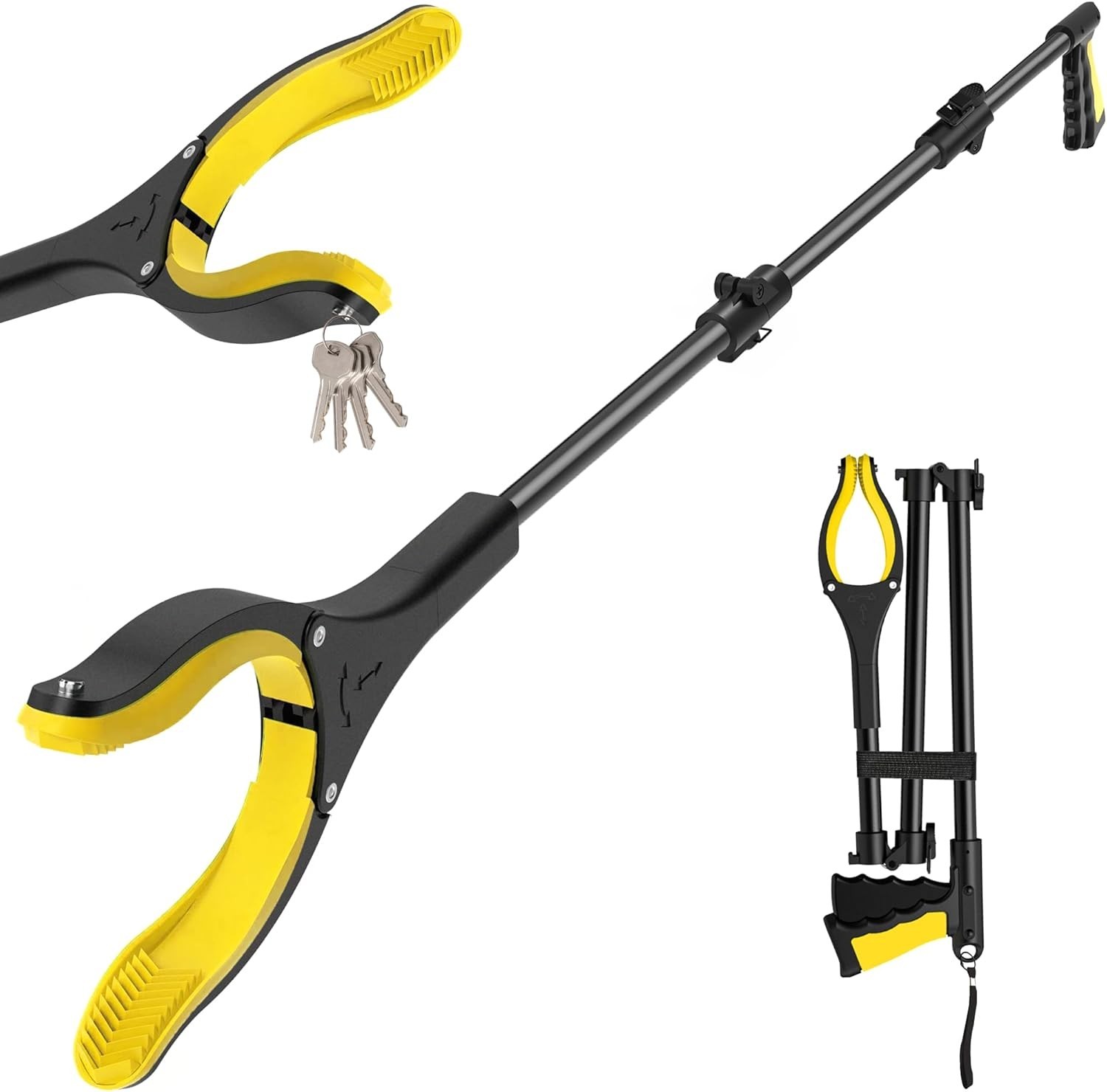 44 Inch Extra Long Grabber Reacher Tool，Foldable Pick up Stick with Strong